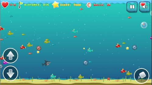 HTML5海底冒险游戏《疯狂的鲨鱼》源码