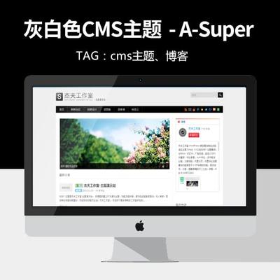 WordPress灰白色调CMS主题 A-SuperCMS3.7 精品网站模板免费下载