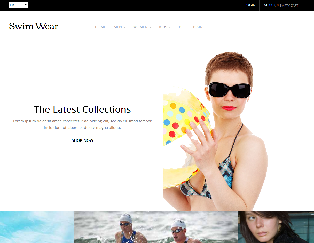  黑色简洁时尚泳装购物商城模板html网站模板免费下载