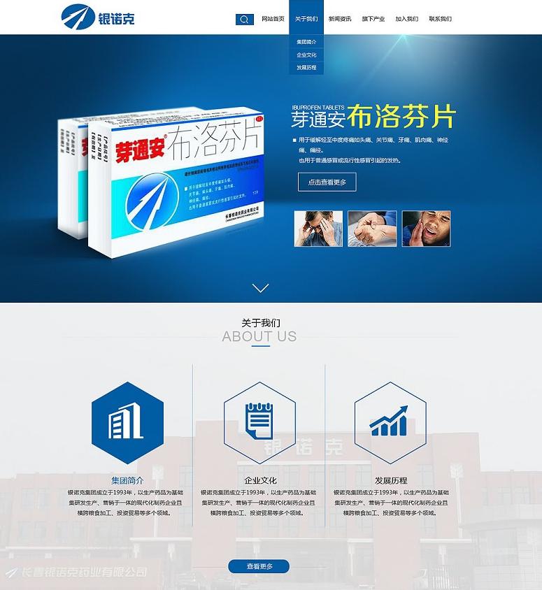 蓝色集团公司网站模板 dedecms医药产品公司网站模板