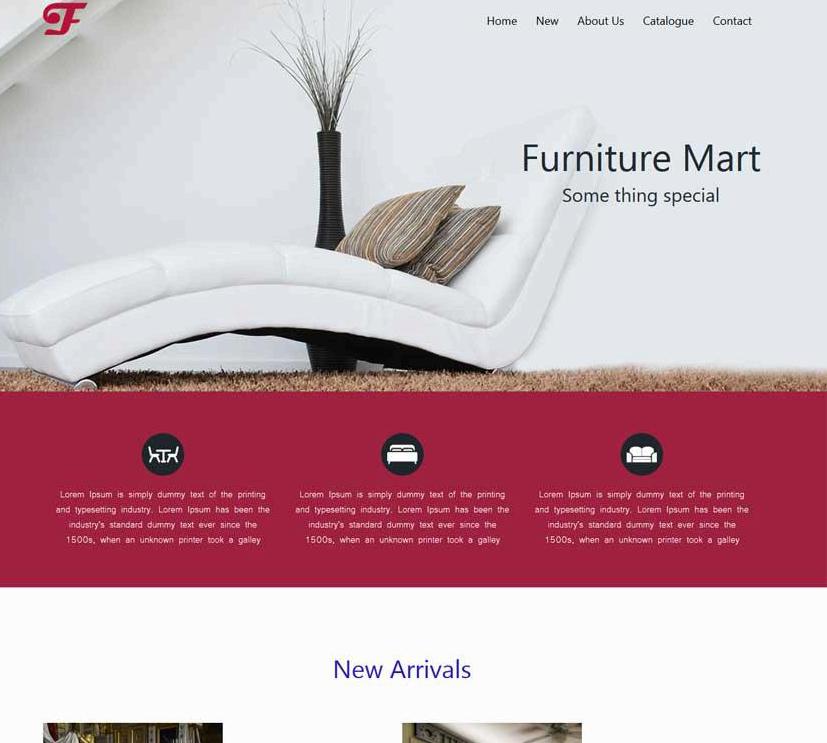 红色宽屏的室内家具装饰公司展示html5模板 html5网页模板代码下载