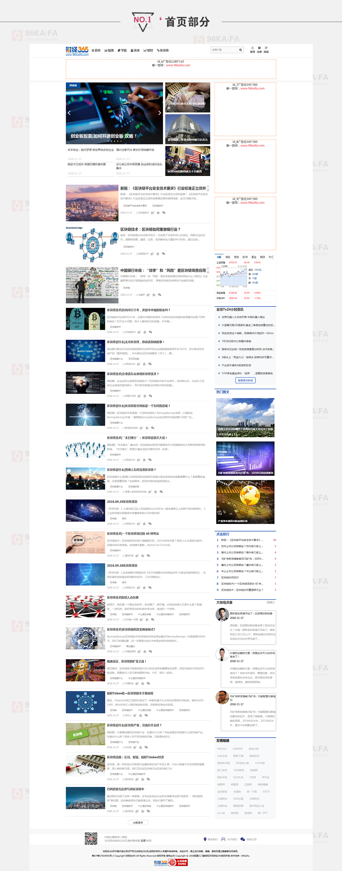 财经首页部分模版站是