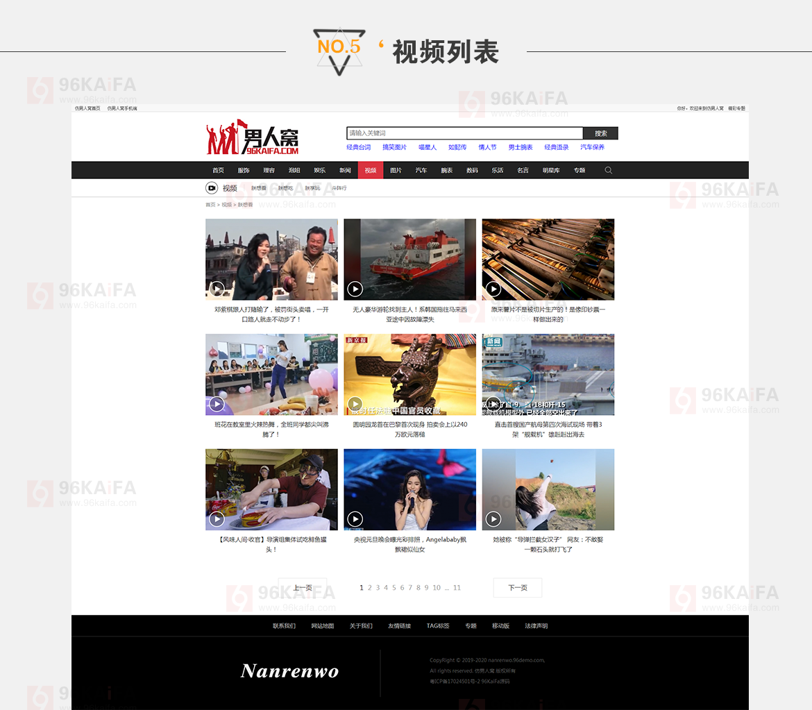 帝国cms模板 仿《男人窝》源码 男性时尚门户网站模板 视频列表