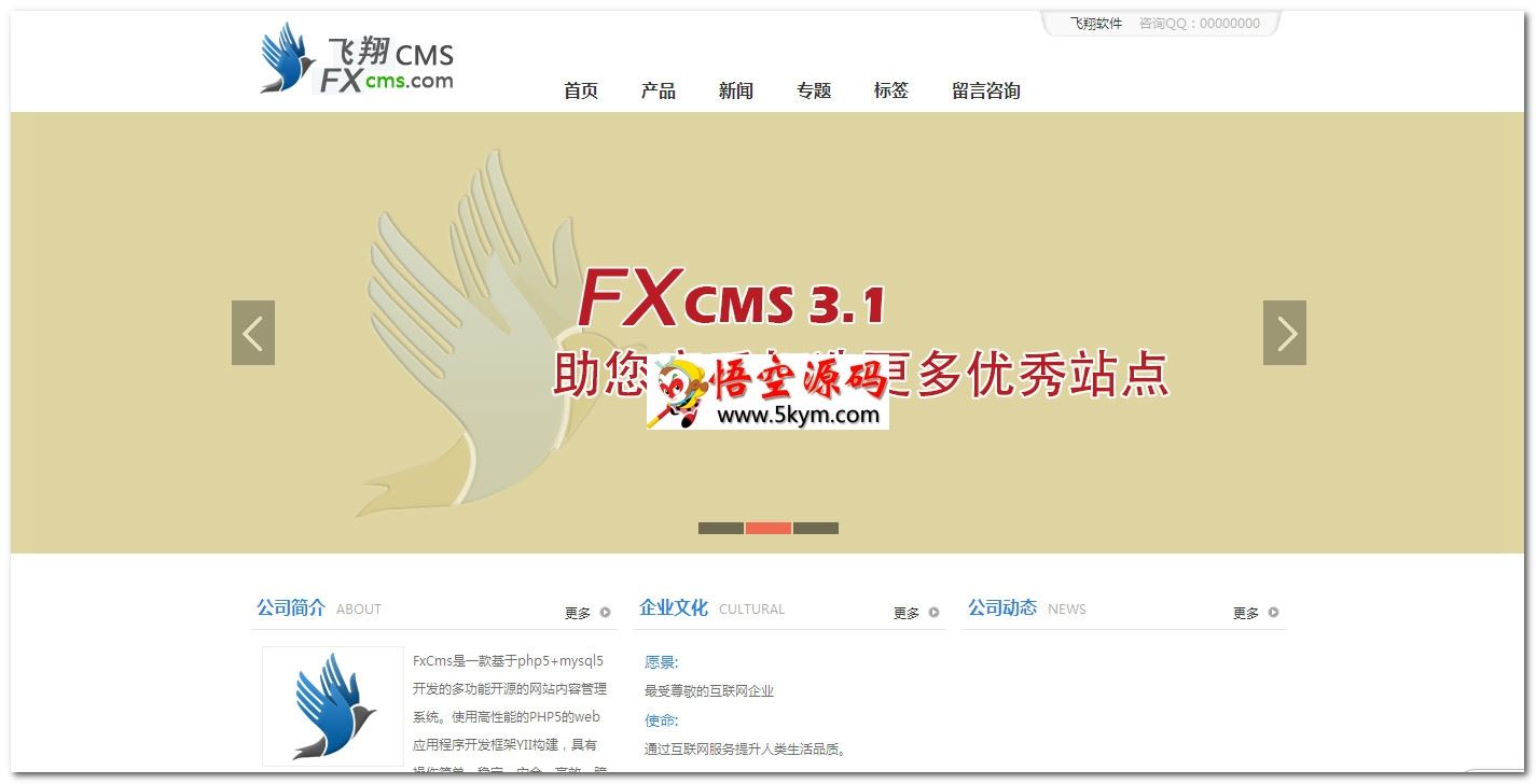 飞翔CMS企业建站模板 v1.0.3.1 宝来网版