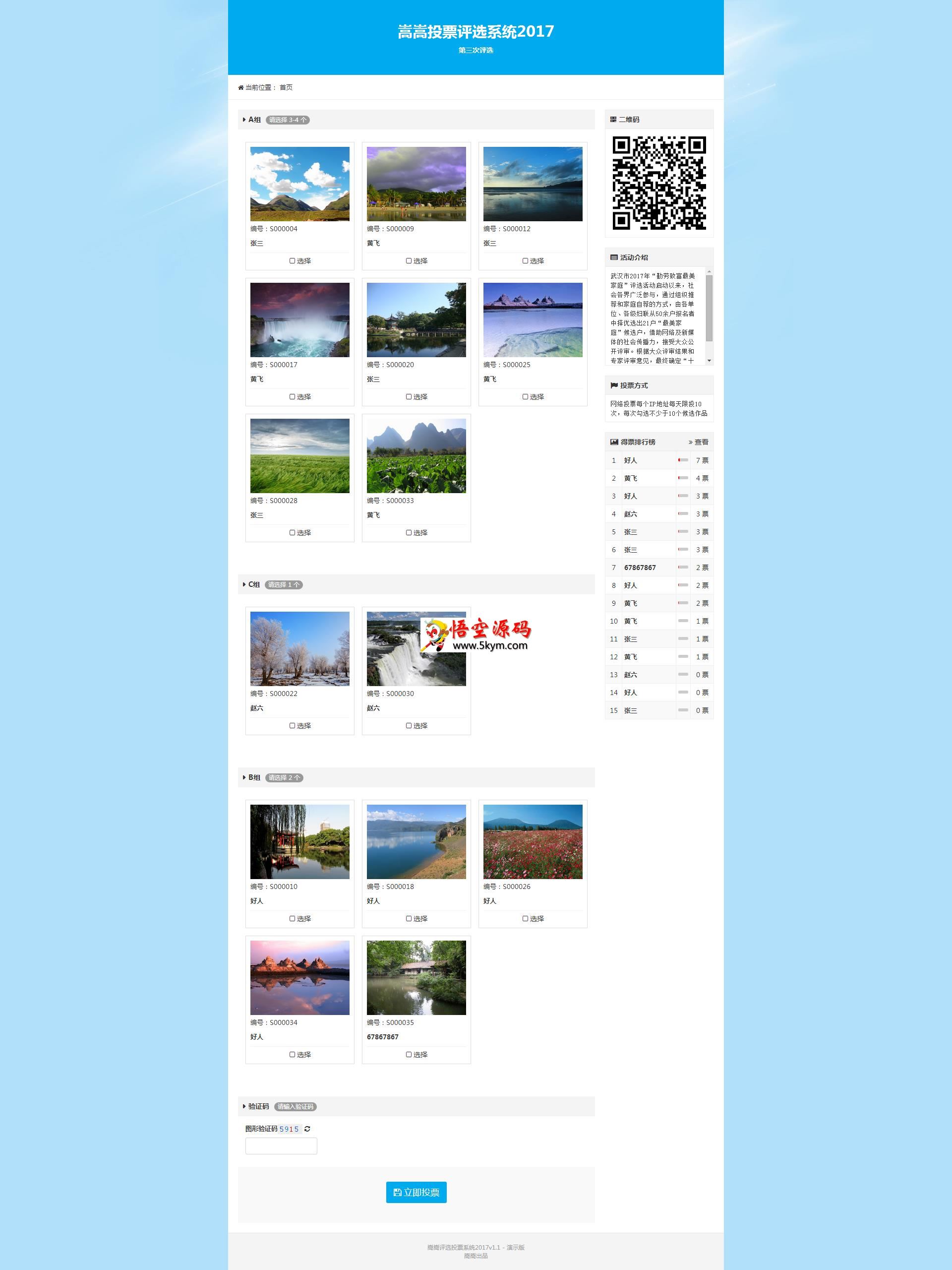 嵩嵩评选投票系统2017