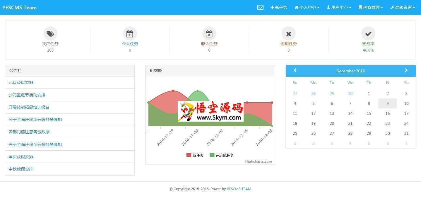 PESCMS TEAM团队任务管理系统 v2.3.3