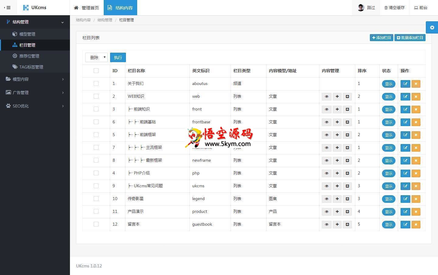 UKcms内容管理系统 v1.1.10