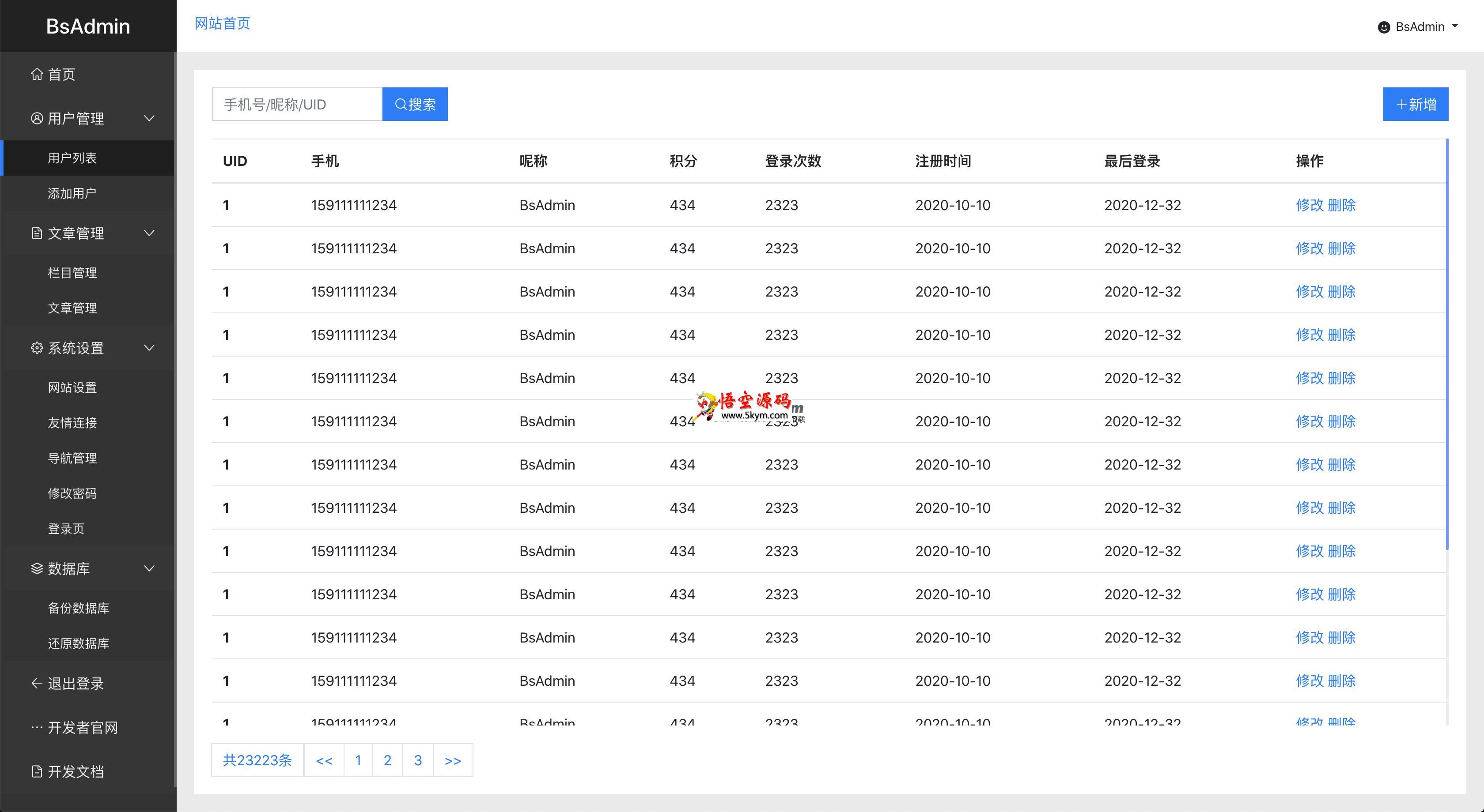 bsadmin基于Bootstrap4构建的后台模板 v1.1