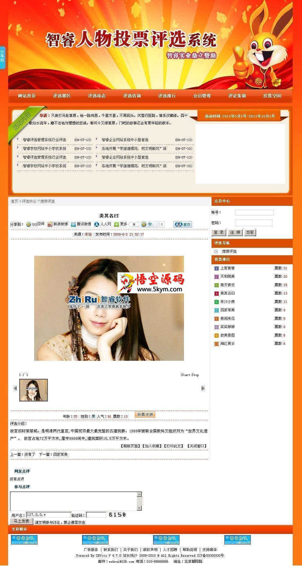 智睿人物图片评选系统